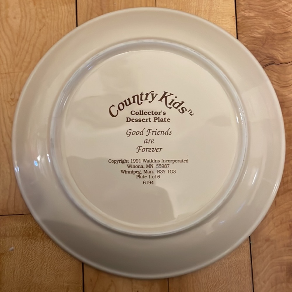 Vintage 1991 Country Kids Collector’s Dessert Plate, Set of 4 - Picture 9 of 9